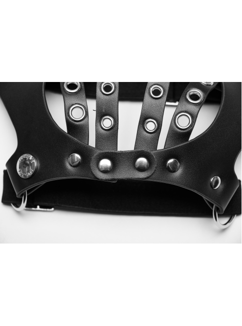 Handsome Black Artificial Leather Semi Bag Decorative Metal Rivet Dotted Punk Style Halloween Mask