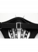 Handsome Black Artificial Leather Semi Bag Decorative Metal Rivet Dotted Punk Style Halloween Mask