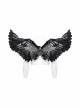 Halloween Black Devil Feather Spliced Artificial Leather With Elastic Straps Punk Style Wing Straps