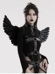 Halloween Black Devil Feather Spliced Artificial Leather With Elastic Straps Punk Style Wing Straps