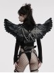 Halloween Black Devil Feather Spliced Artificial Leather With Elastic Straps Punk Style Wing Straps