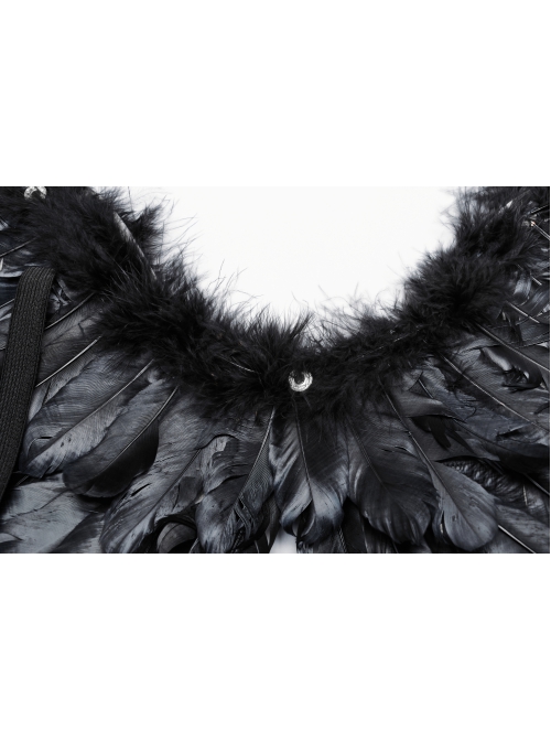 Halloween Black Devil Feather Spliced Artificial Leather With Elastic Straps Punk Style Wing Straps