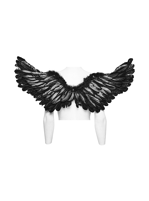 Halloween Black Devil Feather Spliced Artificial Leather With Elastic Straps Punk Style Wing Straps
