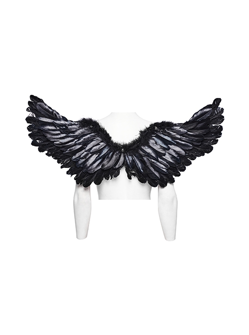 Halloween Black Red Devil Feather Spliced Artificial Leather With Elastic Straps Punk Style Wing Straps