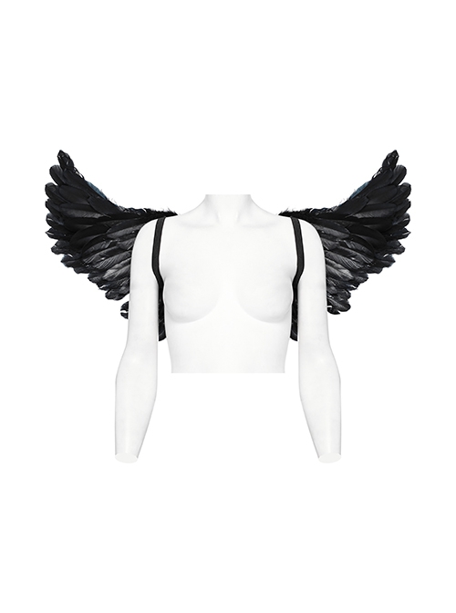 Halloween Black Red Devil Feather Spliced Artificial Leather With Elastic Straps Punk Style Wing Straps