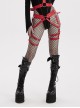 Halloween Sexy Adjustable Red Waist Leggings Punk Style Faux Leather Harness