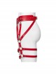 Halloween Sexy Adjustable Red Waist Leggings Punk Style Faux Leather Harness