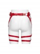 Halloween Sexy Adjustable Red Waist Leggings Punk Style Faux Leather Harness