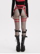 Halloween Sexy Adjustable Red Waist Leggings Punk Style Faux Leather Harness