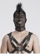 Halloween Black Mesh Spliced Wool All-Inclusive Punk Style Mohawk Hood
