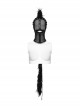 Halloween Black Mesh Spliced Wool All-Inclusive Punk Style Mohawk Hood