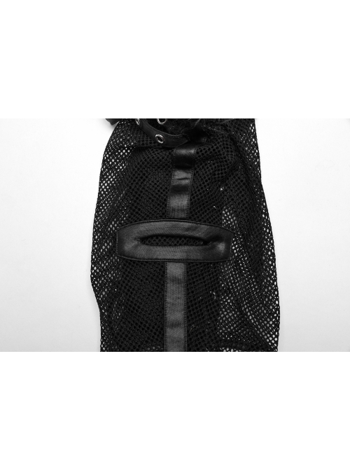 Halloween Black Mesh Spliced Wool All-Inclusive Punk Style Mohawk Hood
