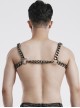 Halloween Silver And Black Thick Aluminum Chain Link Adjustable Elastic Elastic Punk Style Straps