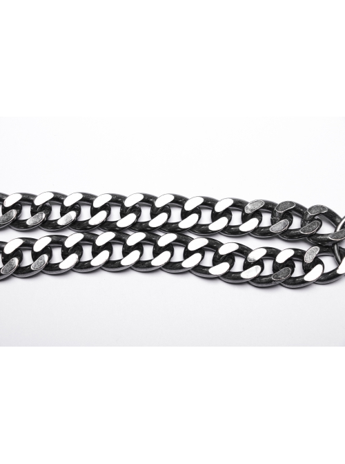 Halloween Silver And Black Thick Aluminum Chain Link Adjustable Elastic Elastic Punk Style Straps