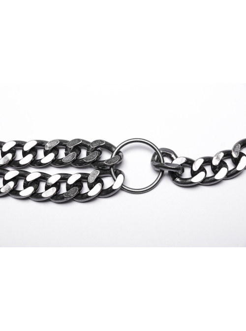 Halloween Silver And Black Thick Aluminum Chain Link Adjustable Elastic Elastic Punk Style Straps