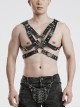 Halloween Black Double Layer Adjustable Cross Faux Leather Punk Style Men's Harness