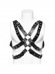 Halloween Black Double Layer Adjustable Cross Faux Leather Punk Style Men's Harness
