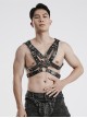 Halloween Black Double Layer Adjustable Cross Faux Leather Punk Style Men's Harness