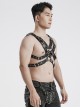 Halloween Black Double Layer Adjustable Cross Faux Leather Punk Style Men's Harness