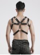 Halloween Black Double Layer Adjustable Cross Faux Leather Punk Style Men's Harness