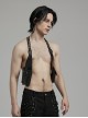 Halloween Black Cross Faux Leather With Practical Pockets And Punk Style Vest Straps