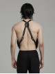 Halloween Black Cross Faux Leather With Practical Pockets And Punk Style Vest Straps
