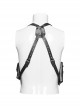 Halloween Black Cross Faux Leather With Practical Pockets And Punk Style Vest Straps