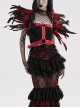 Halloween Mysterious Black And Red Spooky Feathers Decorated Gothic Style Dark Harness