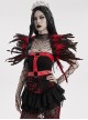 Halloween Mysterious Black And Red Spooky Feathers Decorated Gothic Style Dark Harness