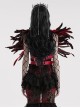 Halloween Mysterious Black And Red Spooky Feathers Decorated Gothic Style Dark Harness