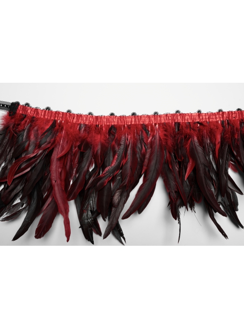 Halloween Mysterious Black And Red Spooky Feathers Decorated Gothic Style Dark Harness