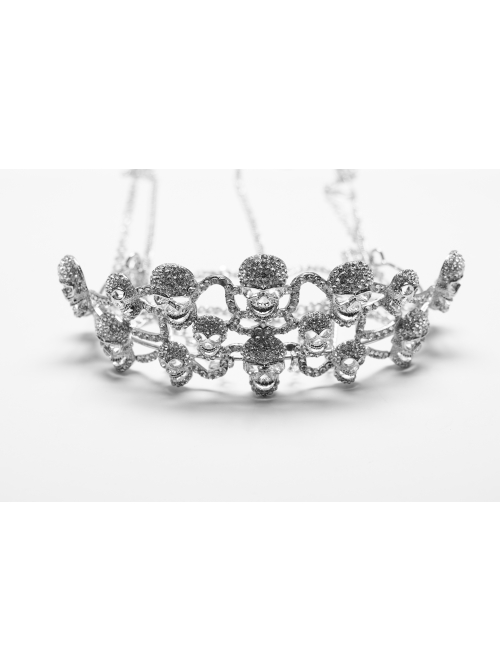 Halloween Silver Alloy Skull Glass Rhinestone Punk Style Gorgeous Headdress