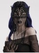 Halloween Sexy Black Lace Splicing Tassel Lace Forehead Three Dimensional Phoenix Flower Gothic Style Women's Mask