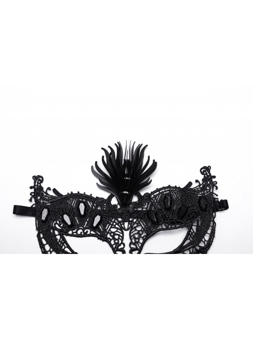 Halloween Sexy Black Lace Splicing Tassel Lace Forehead Three Dimensional Phoenix Flower Gothic Style Women's Mask
