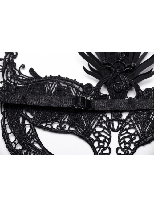 Halloween Sexy Black Lace Splicing Tassel Lace Forehead Three Dimensional Phoenix Flower Gothic Style Women's Mask