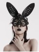 Halloween Black Lace Spliced Artificial Leather Three Dimensional Rabbit Ears Gothic Style Bunny Mask