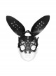 Halloween Black Lace Spliced Artificial Leather Three Dimensional Rabbit Ears Gothic Style Bunny Mask