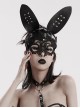 Halloween Black Lace Spliced Artificial Leather Three Dimensional Rabbit Ears Gothic Style Bunny Mask