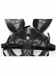 Halloween Black Lace Spliced Artificial Leather Three Dimensional Rabbit Ears Gothic Style Bunny Mask