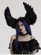 Halloween Black Exquisite Lace With Devil Feather Wings Gothic Feather Headdress