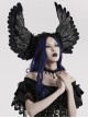 Halloween Black Exquisite Lace With Devil Feather Wings Gothic Feather Headdress