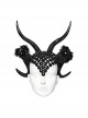 Halloween Black Plastic Horns Spliced Woven Two Sides Luxury Sparkling Diamond Gothic Devil Headdress