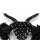 Halloween Black Plastic Horns Spliced Woven Two Sides Luxury Sparkling Diamond Gothic Devil Headdress