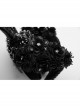 Halloween Black Plastic Horns Spliced Woven Two Sides Luxury Sparkling Diamond Gothic Devil Headdress