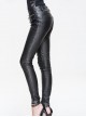 Inclined Placket Zipper Rivet Trouser Mouth Silver Hand-Rubbed Leather Punk Pants