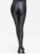 Inclined Placket Zipper Rivet Trouser Mouth Silver Hand-Rubbed Leather Punk Pants