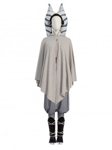 Star Wars TV Drama Ahsoka Tano Gray Robe Version Halloween Cosplay Costume Set Without Shoes