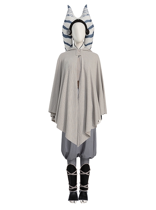Star Wars TV Drama Ahsoka Tano Gray Robe Version Halloween Cosplay Costume Set Without Shoes
