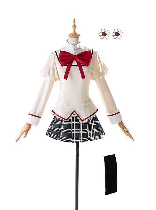 Puella Magi Madoka Magica School Uniforms Mami Tomoe Halloween Cosplay Costume Updated Version Full Set