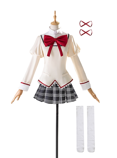 Puella Magi Madoka Magica School Uniforms Madoka Kaname Halloween Cosplay Costume Updated Version Full Set